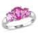 3 1/6 CTW Created Pink Sapphire 3-Stone Ring in Sterling Silver