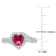 2 1/2 CT TGW Created Ruby and Created white Sapphire Halo Engagement
Ring in Sterling Silver