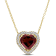 3 4/5 CT TGW Garnet and 1/5 CT TW Diamond Halo Heart Necklace in Yellow
Plated Sterling Silver
