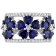 4 1/2 CT TGW Created Blue and White Sapphire Floral Ring in Sterling Silver