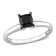 1 ct Black Diamond Solitaire Engagement Ring in 14K White Gold