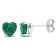 1 1/2 CT TGW Heart Shape Created Emerald Stud Earrings in Sterling Silver