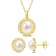 8-9.5MM Freshwater Cultured Pearl Stud Earrings and Pendant Set in
Yellow Plated Sterling Silver