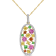 2 1/10 CT TGW Multi-Color Gemstone and 3/8 CT TW Diamond Pendant with
Chain in 14K Yellow Gold