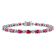 13 1/2 CT TGW Created Ruby and Diamond Bracelet in Sterling Silver
