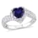 2 3/4 CT TGW Created Blue and Created White Sapphire Heart Halo Double
Row Ring in Sterling Silver