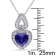 3 1/10 CTW Created Blue and Created White Sapphire Heart Halo Sterling
Silver Pendant w/Chain