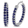 Created Blue Sapphire Inside Outside Hoop Earrings in Sterling Silver