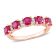 1 5/8 CT TGW Created Ruby & Created White Sapphire Semi Eternity
Ring in Rose Plated Sterling Silver