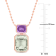 20 1/8 CT TGW Green Quartz and Rose de France Pendant with Chain in Rose
Plated Sterling Silver