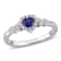3/8 CT TGW Created Blue and White Sapphire, Diamond Accent Halo Ring in
Sterling Silver