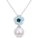 11-12MM Freshwater Cultured Pearl and 1 3/5 CT TGW Blue Topaz Pendant in
Sterling Silver