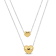 Two Heart Double Strand Necklace in 2-Tone Sterling Silver