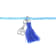 20" Dyed Howlite Bead Bracelet with Blue Tassel and Heart Charm in
Sterling Silver