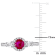 1 CT TGW Ruby and White Sapphire and 1/8 CT TW Diamond 3-Stone Ring Halo
in 14K White Gold