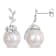 11-12MM Freshwater Cultured Pearl and Diamond Accent Leaf Earrings in
14K White Gold