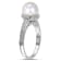 8-8.5MM Freshwater Cultured Pearl Ring with Diamonds in Sterling Silver