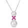 8.5-12MM Freshwater Cultured Pearl and 1/2 CT TGW Created Ruby Pendant
with Chain in Sterling Silver