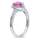 1 CT TGW Created Pink Sapphire and 1/10 CT TW Diamond Heart Halo Ring in
Sterling Silver