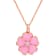 1/10 CT TGW White Topaz with Pink Enamel Flower Pendant with Chain in
Rose Plated Sterling Silver