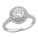 1 CT DEW Created Moissanite and 1/3 CT TW Diamond Double Halo Engagement
Ring in 14K White Gold