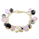 Rose and Black Rutilated Quartz Charm Bracelet in Pink Plated Sterling Silver