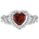 1 3/8 CT TGW Garnet and 1/10 CT TW Diamond Heart Ring in Sterling Silver