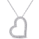 1/10 CT TDW Diamond Open Heart Pendant with Chain in Sterling Silver