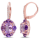 5 1/2 CT TGW Amethyst, White Topaz and Rose de France Floral Earrings in
Rose Plated Sterling Silver