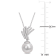 11-12mm Freshwater Cultured Pearl and Diamond Accent Drop Pendant with
Chain in Sterling Silver