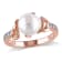 8-8.5MM Freshwater Cultured Pearl and Diamond Solitaire Twist Ring in
Rose Plated Sterling Silver