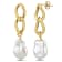 12-13MM Freshwater Cultured Pearl Double Link Earrings in Yellow Plated
Sterling Silver