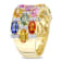 4 1/3 CT TGW Multi-Color Sapphire Triple Row Ring in 14K Yellow Gold
