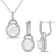 2-Pcs Set of 5 1/4 CT TGW Opal and Topaz Halo Charm Earrings and Pendant
in Sterling Silver