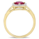 1 CT TGW Created Ruby and 1/7 CT TW Diamond Halo Ring in 10K Yellow Gold