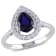 2 1/5 CT TGW Created Blue and White Sapphire Halo Ring in Sterling Silver