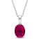 3 CT TGW Created Ruby Oval Solitaire Pendant with Chain Sterling Silver