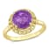 2 1/4 CT TGW African-Amethyst Halo Link Ring in Yellow Plated Sterling Silver