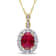 2 5/8 CT TGW Created Ruby White Topaz and Diamond Accent Pendant with
Chain in 14K Yellow Gold