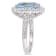 5 7/8 CT TGW Sky Blue and White Topaz Halo Cocktail Ring in Sterling Silver