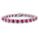 18 CT TGW Created Ruby and Diamond S-Link Bracelet in Sterling Silver