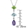 3 1/8 CT TGW Multi-Gemstones Drop Pendant with Chain in Sterling Silver