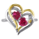1 1/6 CT TGW Created Ruby and Diamond Accent Heart Ring in 2-Tone
Sterling Silver