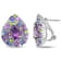 8-1/2ctw Tanzanite, Rose de France, Peridot and Amethyst Cluster
Earrings in Sterling Silver