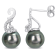 8-9MM Black Tahitian Cultured Pearl and Diamond Accent Swirl Drop Stud
Earrings in Sterling Silver