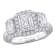 3 CT TW Lab-Grown Diamond Halo 3-Stone Ring in 14K White Gold