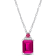 3 1/6 CT TGW Octagon Pink Topaz Trilliant Ruby and Diamond Accent
Necklace in Sterling Silver