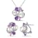 6.5-8MM Freshwater Cultured Pearl Multi-gems Earrings and Pendant Set in
Sterling Silver