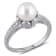 8-8.5MM Freshwater Cultured Pearl Ring with Diamonds in Sterling Silver