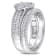 1/3 CT TW Diamond Cluster Bridal Set in Sterling Silver
